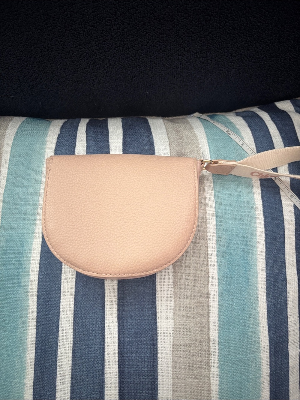 CHLOE BRAND Blush colored Pebbled Vegan Leather Parfum wristlet. - Picture 7 of 13